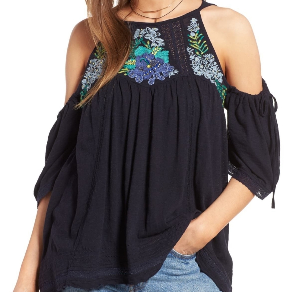 Free People Fast Times Cold Shoulder Top